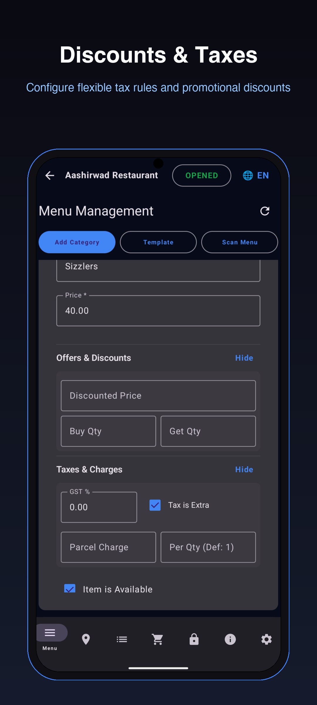 Discounts & Taxes Configuration
